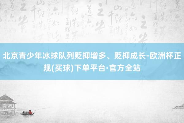 北京青少年冰球队列贬抑增多、贬抑成长-欧洲杯正规(买球)下单平台·官方全站