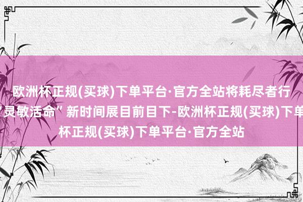 欧洲杯正规(买球)下单平台·官方全站将耗尽者行将恍悟的全新“灵敏活命”新时间展目前目下-欧洲杯正规(买球)下单平台·官方全站