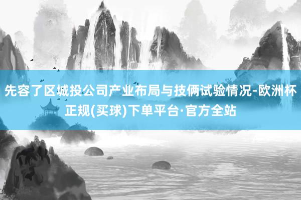 先容了区城投公司产业布局与技俩试验情况-欧洲杯正规(买球)下单平台·官方全站