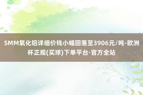 SMM氧化铝详细价钱小幅回落至3906元/吨-欧洲杯正规(买球)下单平台·官方全站