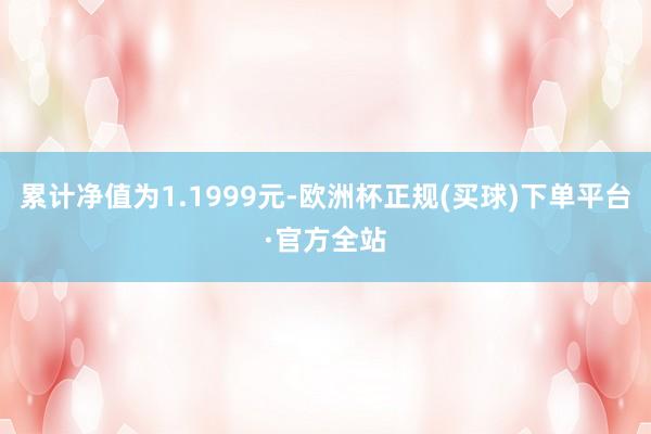 累计净值为1.1999元-欧洲杯正规(买球)下单平台·官方全站