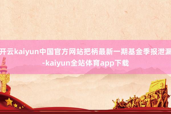 开云kaiyun中国官方网站把柄最新一期基金季报泄漏-kaiyun全站体育app下载