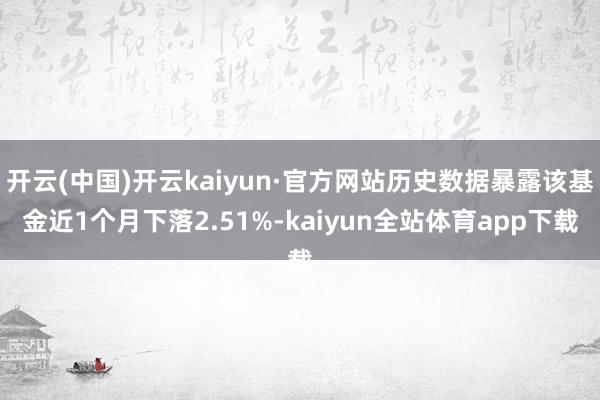 开云(中国)开云kaiyun·官方网站历史数据暴露该基金近1